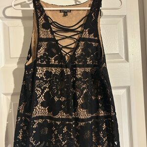 Express Black Floral Lace Blouse